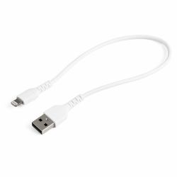 StarTech.com 12inch [30cm] Durable White USB-A to Lightning Cable - Heavy Duty Rugged Aramid Fiber USB Type A to Lightning Charger/Sync Power Cord - Apple MFi Certified iPad/iPhone 12 (30CM USB TO ...