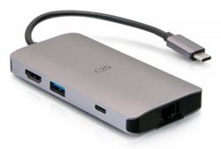 C2G Mini station d’accueil USB-C 8 en 1 avec HDMI, 2 USB-A, Ethernet, lecteur de carte SD et US...