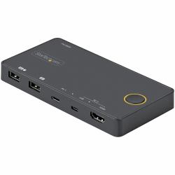 StarTech.com 2 Port Hybrid USB-A + HDMI & USB-C KVM Switch - Single 4K 60Hz HDMI 2.0 Monitor - Compact Desktop and/or Laptop HDMI KVM Switch - USB Bus Powered - Thunderbolt 3 Compatible (2 PORT USB...