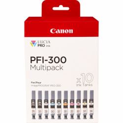 Canon PFI-300 cartouche d'encre 10 pièce[s] Original Noir, Bleu, Cyan, Gris, Magenta, Photo noir...