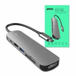 prevo C605A station d'accueil Avec fil USB 3.2 Gen 1 [3.1 Gen 1] Type-C Argent 