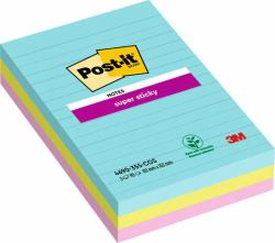 3M 7100234251 Post-it Rectangle Vert, Rose, Turquoise 90 feuilles Auto-adhésif (Post-It Pack of 3 Super Sticky Notes 101x152mm Ruled Cosmic Colours)