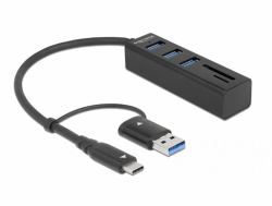 DeLOCK Hub à 3 ports USB 3.2 Gen + lecteur de carte SD et Micro SD avec connecteur USB Type-C ou...