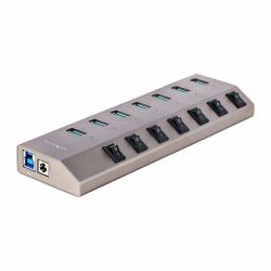 StarTech.com 7 Port Self-Powered USB C Hub with Individual On/Off Switches, USB 3.0 [5Gbps] Expansion Hub with Power Supply, Desktop Laptop USB-C to USB-A Splitter (7-PORT SELF-POWERED USB-C HUB - ...