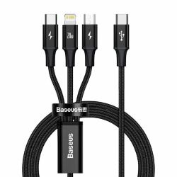 Baseus Rapid 3-in-1 câble USB 1,5 m USB A USB C/Micro USB A/Lightning 0,48 Gbit/s 20 W Noir 
