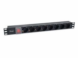 Equip 8-Outlet German Power Distribution Unit with IEC C14 plug (8-Outlet German Power - Distribution Unit With Iec - C14 Plug - Warranty: 12M)