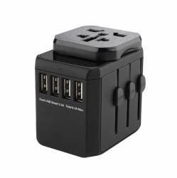 Microconnect MC-TRAVELADAPTER2 electrical power plug Black (World Travel Adapter, 4 USB A - ports, with Universal to EU - power plug - Warranty: 300M)