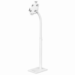 Manhattan Floor Stand [Anti theft] for Tablet and iPad, Universal, 360° Rotation, Tilt +20° to -110°, White, Lockable, Tablets 7.9" to 11", Height adjustable 790 to 1190mm,Extendable clamps: hei...