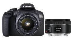 Canon EOS 2000D + EF-S 18-55 IS II + EF 50mm 1/2" Boîtier d'appareil-photo SLR 24,1 MP CMOS 6000 x 4000 pixels Noir (CAMERA EOS 2000D 18-55IS+50MM - 1.8S - Warranty: 12M)