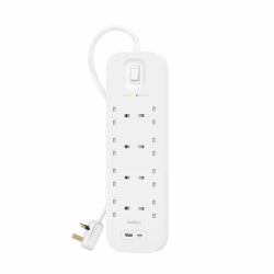 Belkin Connect Blanc 8 sortie[s] CA 2 m (SURGE PROTECTION WITH USB C 8 - OUTLET)
