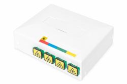 Digitus FTTH enclosure with 4 x SC SX couplers (FTTH ENCLOSURE WITH 4X SC[APC] - SX ADAPTER SURFACE DINRAIL MOUNT)