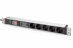 Digitus Multiprise avec profilé en aluminium, interrupteur, protection contre la surcharge et filtre secteur intégrés, 5 prises à contact de protectio (Digitus Steckdosenleiste mit Aluminiumpro...