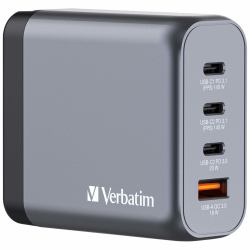 Verbatim GNC-140 GaN Charger 140W with 2 x USB-C PD 140W / 1 x USB-C PD 20W / 1 x USB-A QC 3.0 [EU/UK/US] (Verbatim GNC-140 GaN Charg. 140W 3xUSB-C PD, 1xUSB-A QC 3.0 32203)
