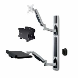 StarTech.com Wall Mount Workstation, VESA Mount For 32" Monitors [22lb/10kg], Fully Articulating Single Monitor Mount & Keyboard Tray w/Desktop Computer/PC Bracket, Standing Desk (WALL MOUNT WORKST...