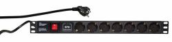 19" PDU 7 x CEE 7/3 socket, - with surge protection and - switch Surge Protector - Warranty: 48M