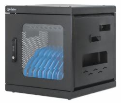 Manhattan Armoire de charge de bureau [chariot] 10 appareils, charge via adaptateurs secteur [EU] installés à l’intérieur [installer les câbles d’alimentation des appareils], TOUT portables...