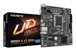 GIGABYTE H610M H V3 DDR4 Motherboard - Supports Intel Core 14th CPUs, 4+1+1 Hybrid Phases Digital VRM, up to 3200MHz DDR4, 1xPCIe 3.0 M.2, GbE LAN, USB 3.2 Gen 1 (Gigabyte H610M H V3 DDR4 Ultra Dur...