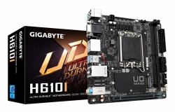 GIGABYTE H610I Carte mère - Prend en charge les processeurs Intel Core 14e génération, VRM numérique hybride 4+1+1, jusqu'à 5600MHz DDR5, 1xPCIe 3.0 M.2, LAN GbE, USB 3.2 Gen 1 (Gigabyte H610I...