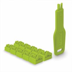 Lindy RJ45 Port Locks Green, 10x + 1 Key (RJ45 PORT LOCKS GREEN 10X + 1 - KEY)