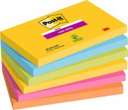 3M 7100242804 Post-it Rectangle Bleu, Vert, Orange, Rose, Jaune 90 feuilles Auto-adhésif (Post-it Pack of 6 Super Sticky Notes 76x127mm 90 Sheet Carnival Colours)