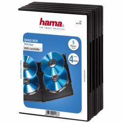 Hama DVD Quad Box, Black, Package of 5 pieces 4 disques Noir (QUAD BOX DVD JEWEL CASE 5 PACK BLACK)