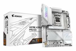 GIGABYTE X870E AORUS PRO ICE Carte Mère - Prend en charge les processeurs AMD Ryzen 9000, 16+2+2 Phases VRM Digital, jusqu'à 8000MHz DDR5 [OC], 3xPCIe 5.0 + 1xPCIe 4.0, Wi-Fi 7, 2.5GbE LAN, USB 4...