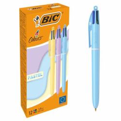 BIC 4 Colours Multicolore Moyen 12 pièce[s] (Bic Pack of 12 Assorted Colour Pastel Ballpoint Pen 1.0mm Tip)