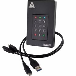 Apricorn Aegis Fortress L3 2 TB USB Type-A to USB Type-C 3.2 Gen 1 [3.1 Gen 1] Black (2TB Fotress L3 - **New Retail** - FIPS 140-2 Level 3,USB3.0Type A + C - Warranty: 36M)