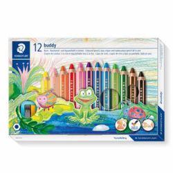 Staedtler Noris buddy 140 Noir, Bleu, Marron, Vert, Magenta, Orange, Rouge, Violet, Jaune 12 pièce[s] (Farveblyant Buddy chunky 3i1 [12])