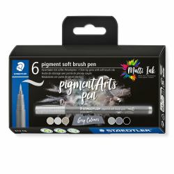 Staedtler Pigment Arts Soft Brush Pen Grey Colors stylo-feutre Gris 6 pièce[s] (Brush pen Pigment Arts soft ass grÃ¥/so)