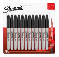 Sharpie 1996111 marqueur indélébile Pointe fine Noir 12 pièce[s] (Sharpie Permanent Marker Black Fine Blister 12)