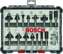 Bosch 2 607 017 472 Fraiseuse (Bosch BitsÃ¦t til frÃ¦sejern, 15 dele, b)