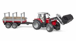 BRUDER Massey Ferguson + Frontloader and timber trailer (BRUDER Massey Ferguson)