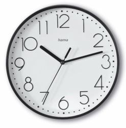 Hama Salina Horloge à quartz Rond Noir, Blanc (HAMA Wall Clock Salina Diameter 22 cm)