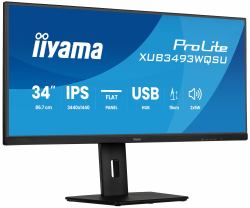 iiyama ProLite XUB3493WQSU-B6 computer monitor 86.4 cm [34"] 3440 x 1440 pixels UltraWide Quad HD LED Black (34" ProLite XUB3493WQSU-B6 Monitor - 34&rdquo; Black Ultrawide IPS Monitor PiP PBP Heigh...