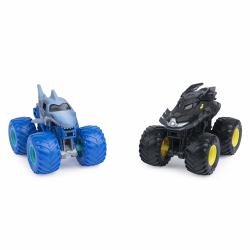 Monster Jam , Official Batman Vs. Megalodon Die-Cast Monster Trucks, 1:64 Scale, Kids Toys for Boys Ages 3 and up (Monster Jam MNJ VHC 1t64 2Pk Batman Mg)