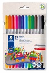 Staedtler 320 C12 stylo-feutre Fin/moyen Noir, Bleu, Marron, Vert, Gris, Bleu clair, Gris clair, Orange, Rose, Rouge, Violet, Jaune (Fiberpen Noris Duo ass [12])