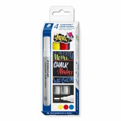 Staedtler Lumocolor marqueur à craie liquie Balle de fusil Bleu, Rouge, Blanc, Jaune 4 pièce[s] (Staedtler Lumocolor kridt markÃ¸r Kugle)