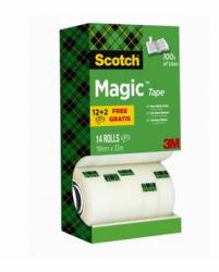 3M 7100026965 Adhésif de bureau 33 m Acrylique Transparent 14 pièce[s] (ScotchÂ® Magicâ¢ Tape Value Pack 19 mm x 33 m 14 Rolls/Pack)