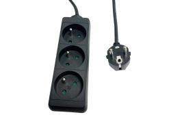 Microconnect MC-PS030150FRB multiprise 1,5 m 3 sortie[s] CA Noir (3-way Power Strip French Type - E,1.5m Black - Warranty: 300M)