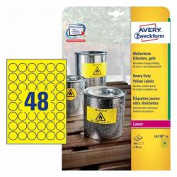 Avery L6128-20 étiquette auto-collante Cercle Permanent Jaune 20 pièce[s] (Self-Adhesive Label Circle - Permanent Yellow 20 Pc[S] - Warranty: 12M)