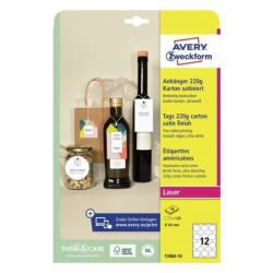 Avery T2004-10 étiquette non-adhésive 120 pièce[s] Blanc Rond (Non-Adhesive Label 120 Pc[S] - White Round - Warranty: 12M)