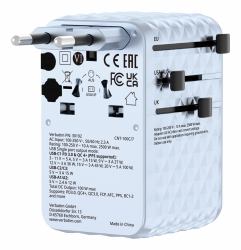 Verbatim 30192 chargeur d'appareils mobiles Universel Bleu Secteur Charge rapide Intérieure (Verbatim Charge'n'Travel Adapter 100W 1C retractable blue)