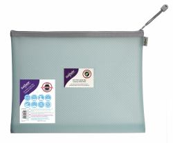 Snopake EVA Pastel Mesh HC Foolscap Zippa Bag - Blue- 3 Bags