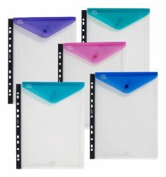 Snopake 15695 fichier Polypropylène [PP] Transparent, Bleu, Vert, Rose, Violet, Turquoise A4 (Snopake Polyfile RingBinder Wallet HC/P A4 Electra Colours- 5 Files)