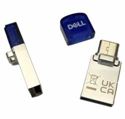 DELL AD564596 USB flash drive 256 GB USB Type-A / USB Type-C 3.2 Gen 1 [3.1 Gen 1] Blue, Silver (256GB 3.2 TYPE A/C COMBO FD - FLASH DRIVE - DETACHABLE CAP)
