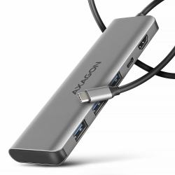 Axagon HMC-5H USB-C 3.2 Gen 1 hub 3x USB-A 4K HDMI PD 100W - Silber Avec fil USB 3.2 Gen 1 [3.1 G...