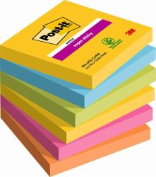 Post-It 7100265522 Carré Bleu, Vert, Orange, Rose, Jaune 90 feuilles Auto-adhésif (Post-it Pack of 6 Super Sticky Notes Carnival Colour 76x76 mm 90 Sheets)