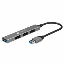 techly IUSB32-HUB4A-3U2SLS station d'accueil Avec fil USB 3.2 Gen 1 [3.1 Gen 1] Type-A Gris 