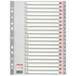 Esselte 100107 intercalaire de classement Onglet avec index numérique Polyvinyl chloride [PVC] (Esselte register PP A4 1-20 grÃ¥)